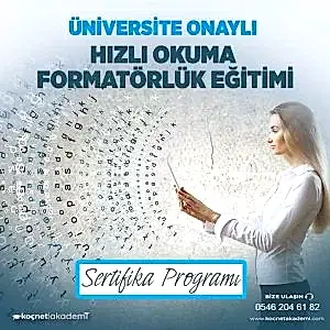 üniversite onaylı Hızlı Okuma Formatörlük Eğitimi Sertifika programı